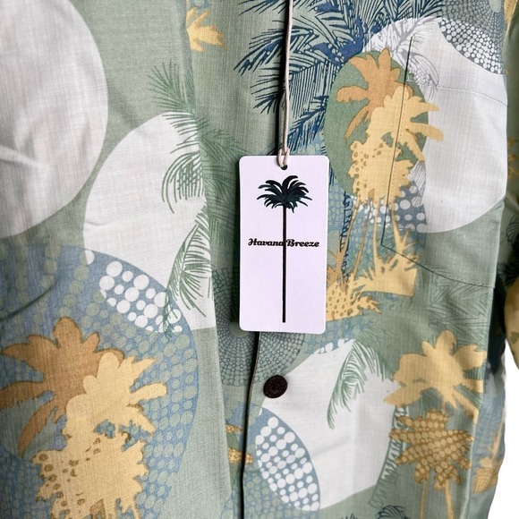New Men’s Havana Breeze Silk Short Sleeve Printed Button Up Shirt Size XXL - Picture 2 of 8